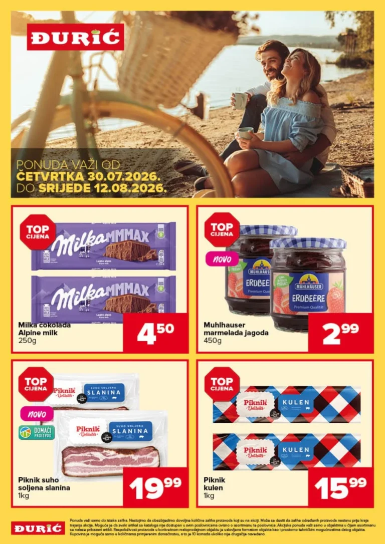 Đurić katalog akcija strana 1 – važi od 30.7. do 12.8.2026.