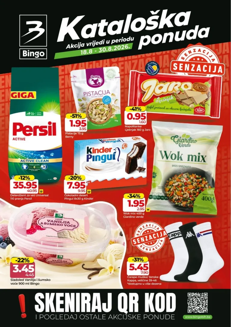 Bingo katalog akcija strana 1 – važi od 18.8. do 30.8.2026.