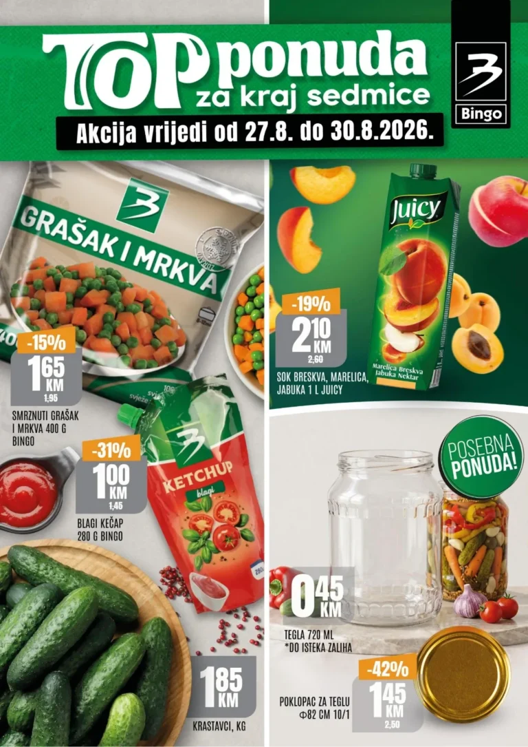Bingo katalog akcija strana 1 – važi od 27.8. do 30.8.2026.