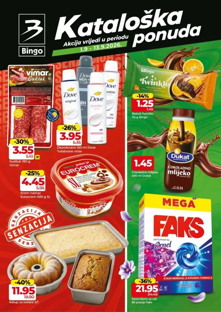 Bingo katalog akcija strana 1 – važi od 1.9. do 13.9.2026.