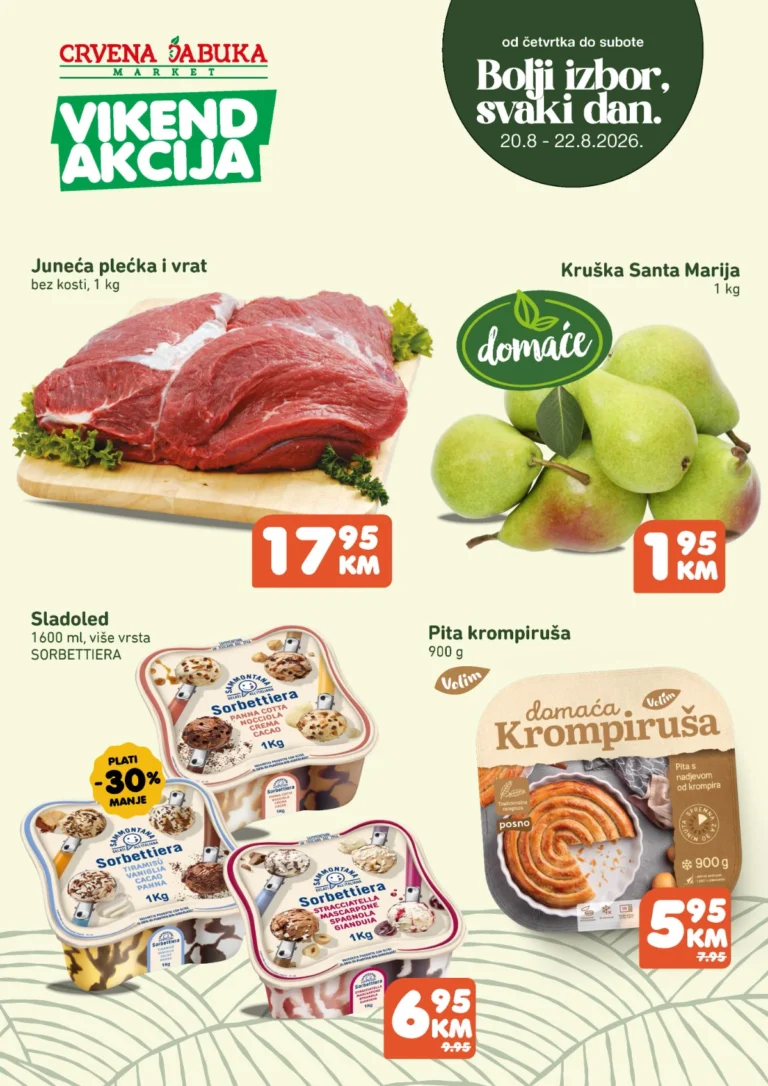 Crvena jabuka katalog akcija strana 1 – važi od 20.8. do 22.8.2026.
