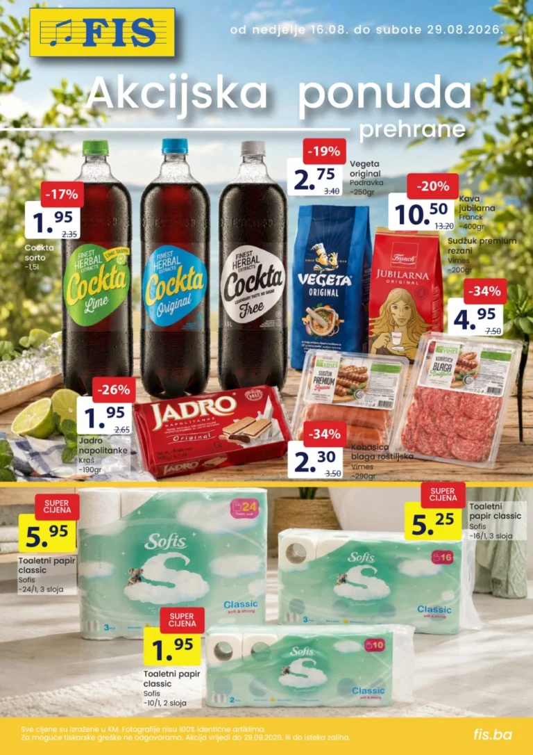 FIS katalog akcija strana 1 – važi od 16.8. do 29.8.2026.
