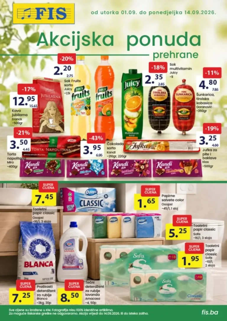 FIS katalog akcija strana 1 – važi od 1.9. do 14.9.2026.