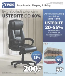 JYSK katalog akcija strana 1 – važi od 12.8. do 1.9.2026.