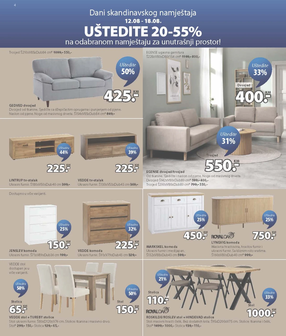 JYSK katalog akcija strana 4 – važi od 12.8. do 1.9.2026.