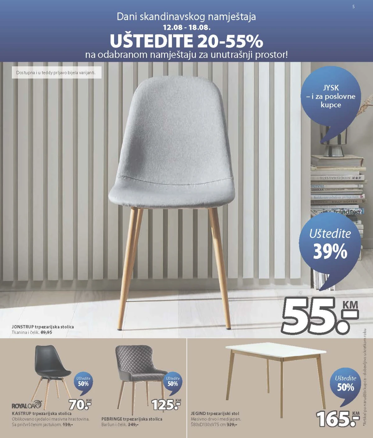 JYSK katalog akcija strana 5 – važi od 12.8. do 1.9.2026.