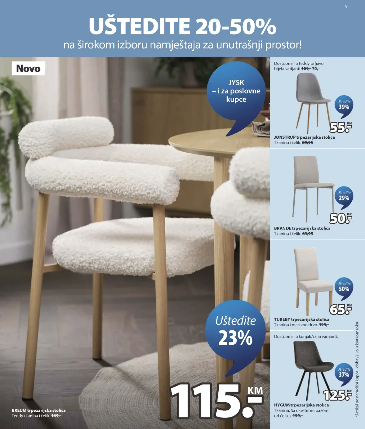 JYSK katalog akcija strana 5 – važi od 26.8. do 1.9.2026.