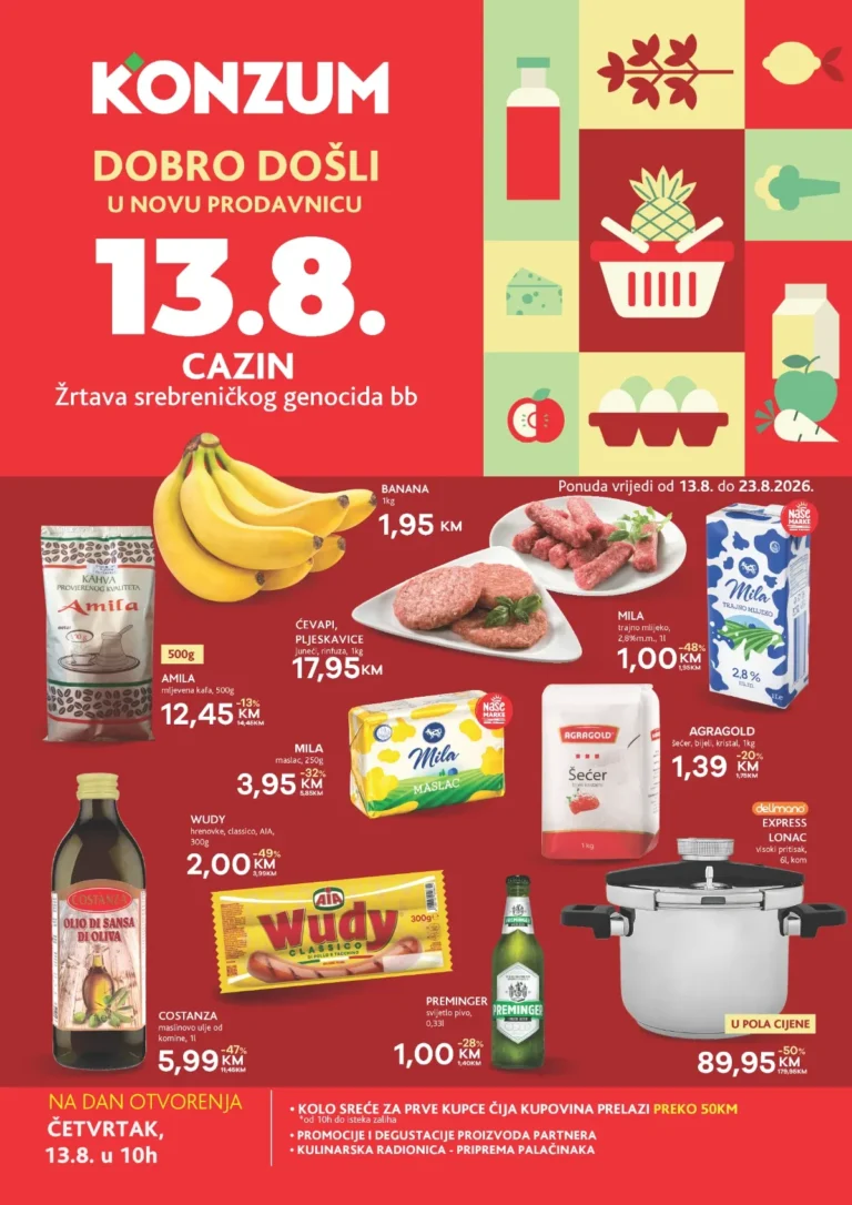 Konzum i Mercator katalog akcija strana 1 – važi od 13.8. do 23.8.2026.