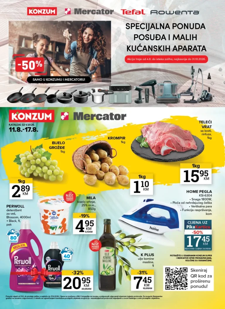 Konzum i Mercator katalog akcija strana 1 – važi od 11.8. do 17.8.2026.