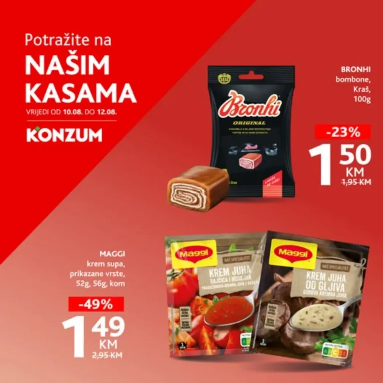 Konzum i Mercator katalog akcija strana 1 – važi od 10.8. do 12.8.2026.