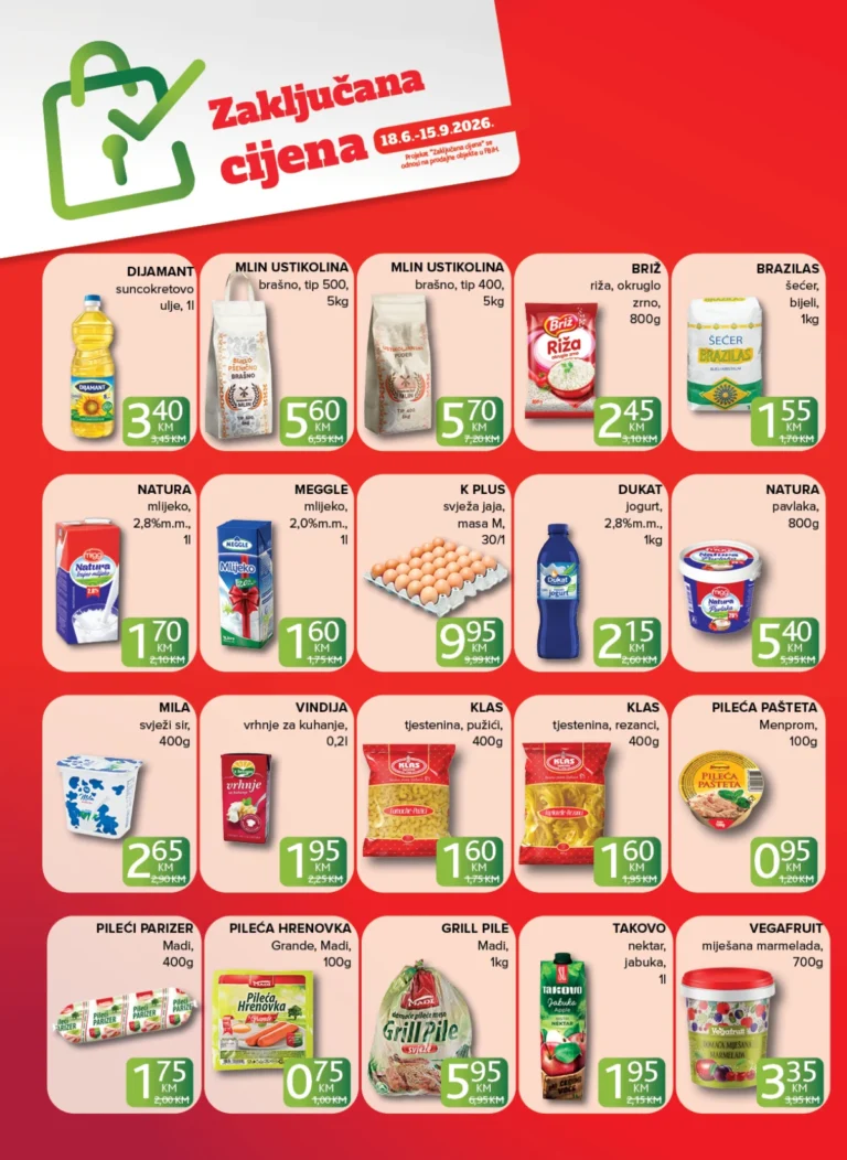 Konzum i Mercator katalog akcija strana 1 – važi od 18.6. do 15.9.2026.