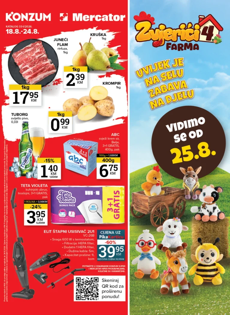 Konzum i Mercator katalog akcija strana 1 – važi od 18.8. do 24.8.2026.