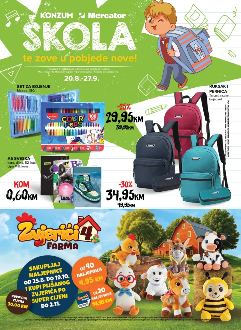 Konzum i Mercator katalog akcija strana 1 – važi od 20.8. do 27.9.2026.