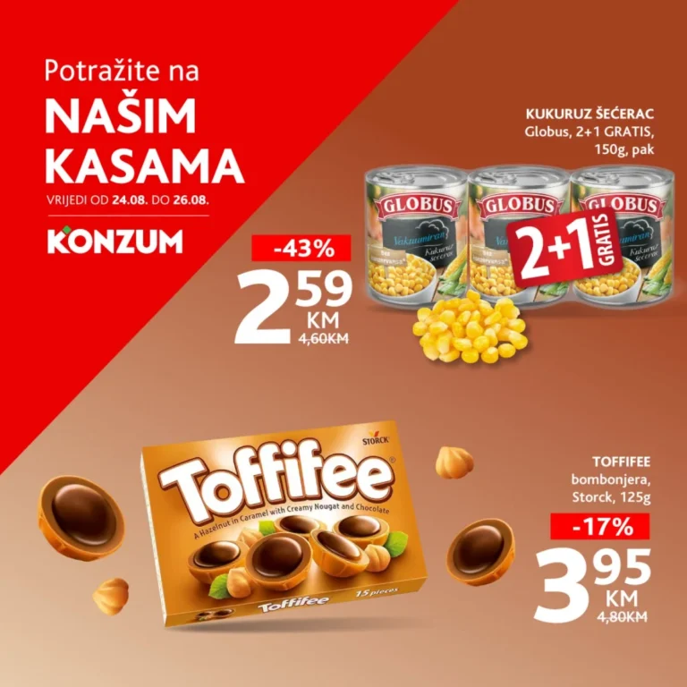 Konzum i Mercator katalog akcija strana 1 – važi od 24.8. do 26.8.2026.