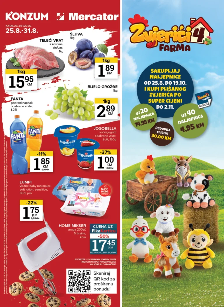 Konzum i Mercator katalog akcija strana 1 – važi od 25.8. do 31.8.2026.
