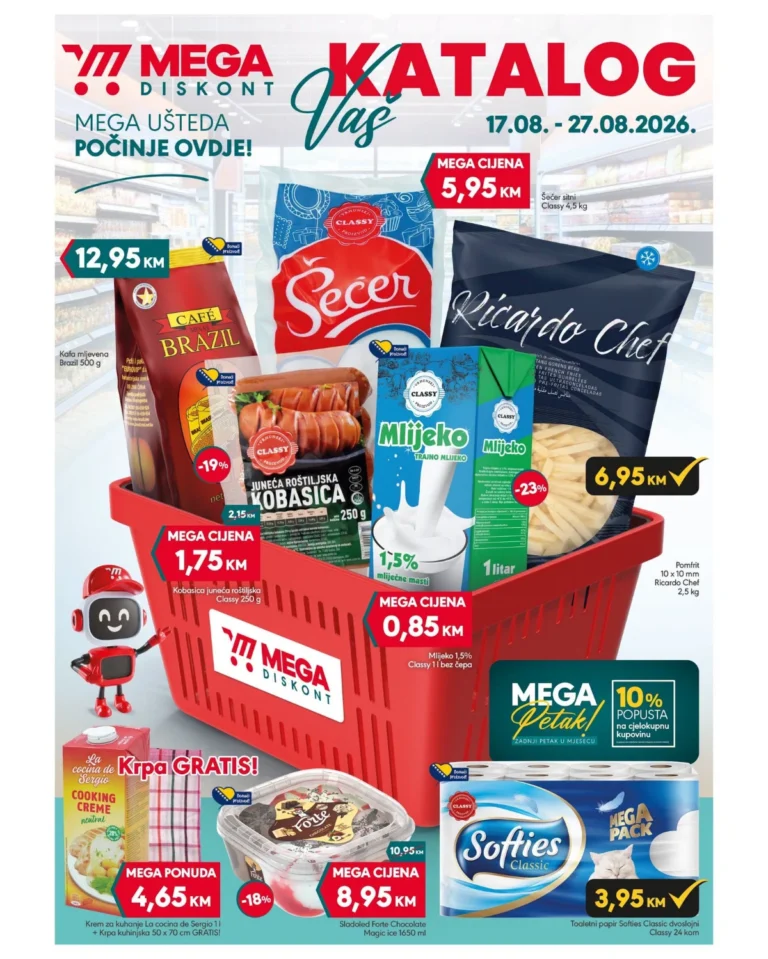 Mega diskont katalog akcija strana 1 – važi od 17.8. do 27.8.2026.
