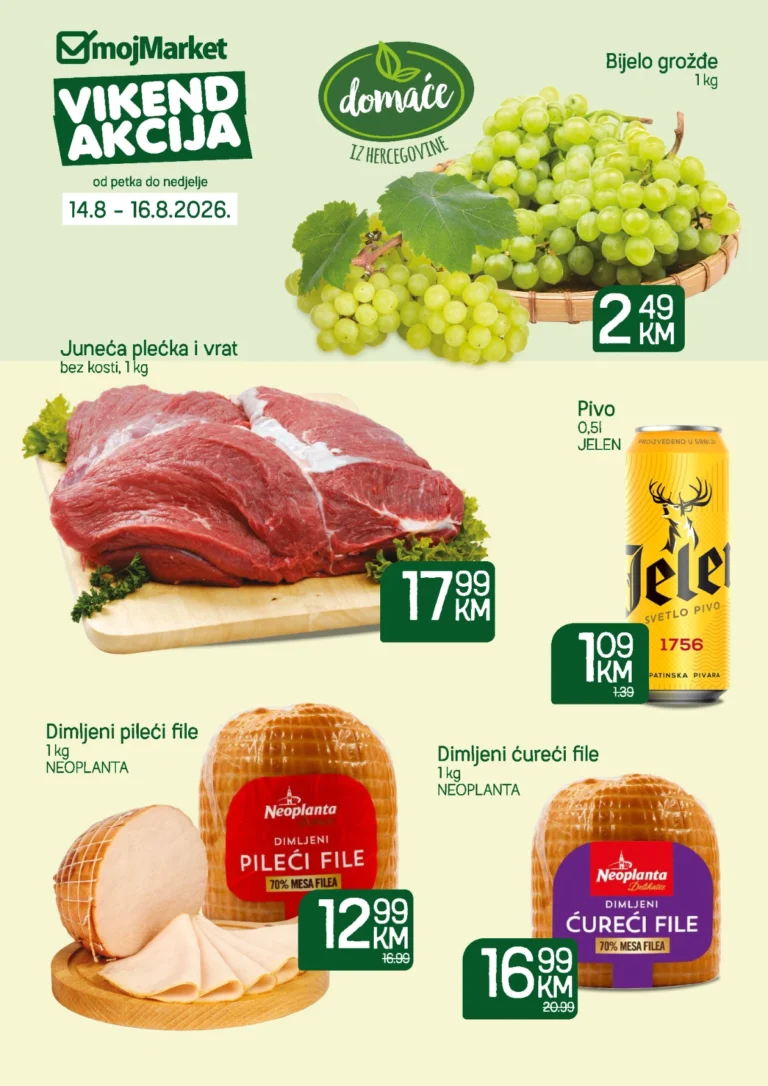 Moj market katalog akcija strana 1 – važi od 14.8. do 16.8.2026.