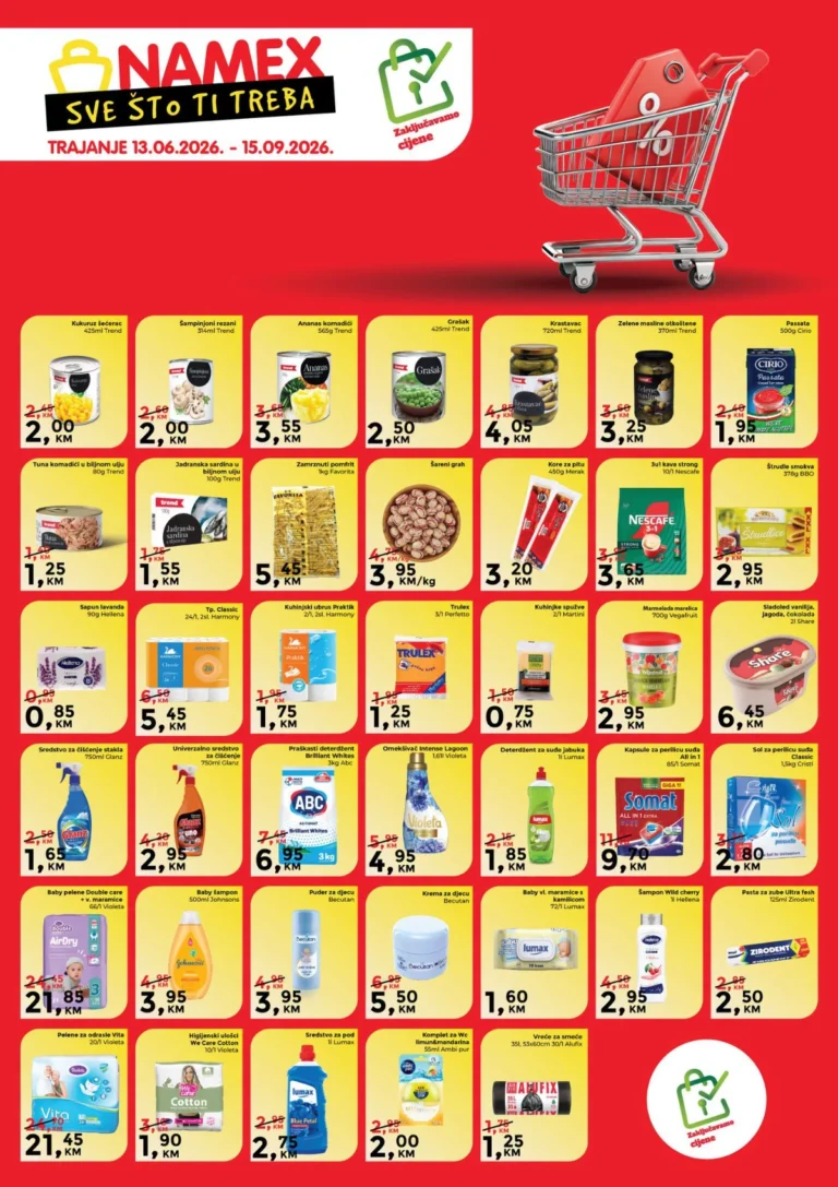 Namex katalog akcija strana 1 – važi od 13.6. do 15.9.2026.