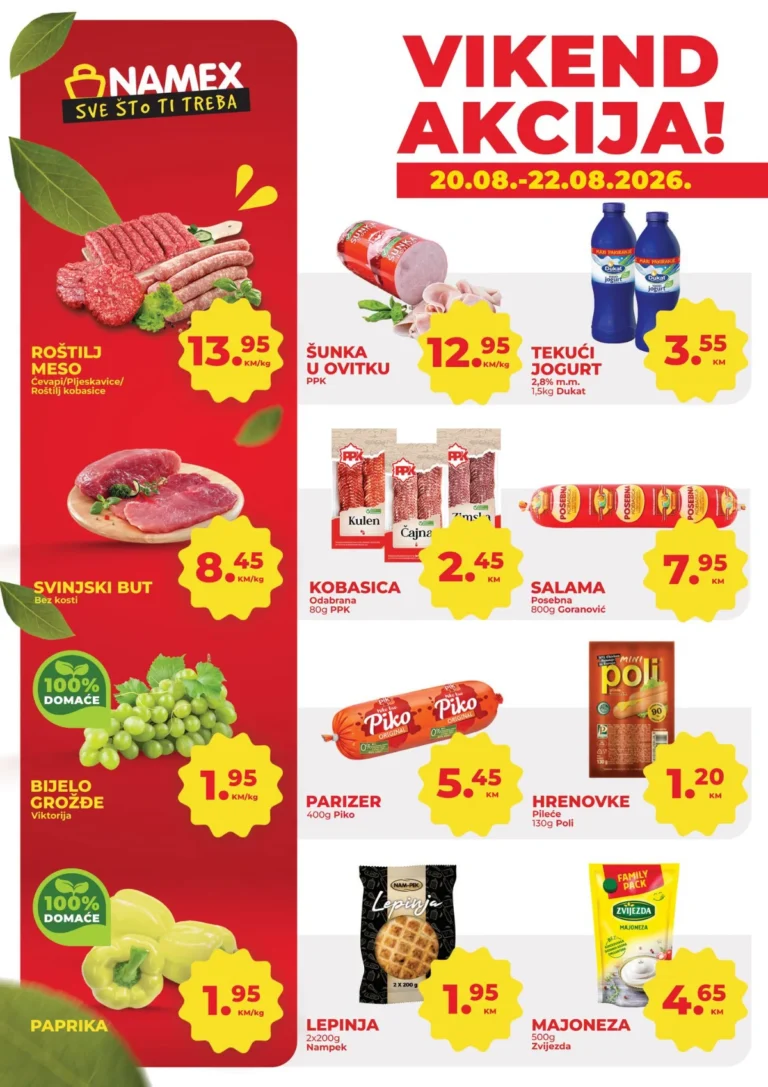 Namex katalog akcija strana 1 – važi od 20.8. do 22.8.2026.