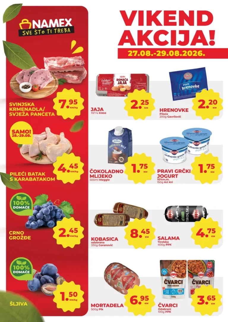 Namex katalog akcija strana 1 – važi od 27.8. do 29.8.2026.