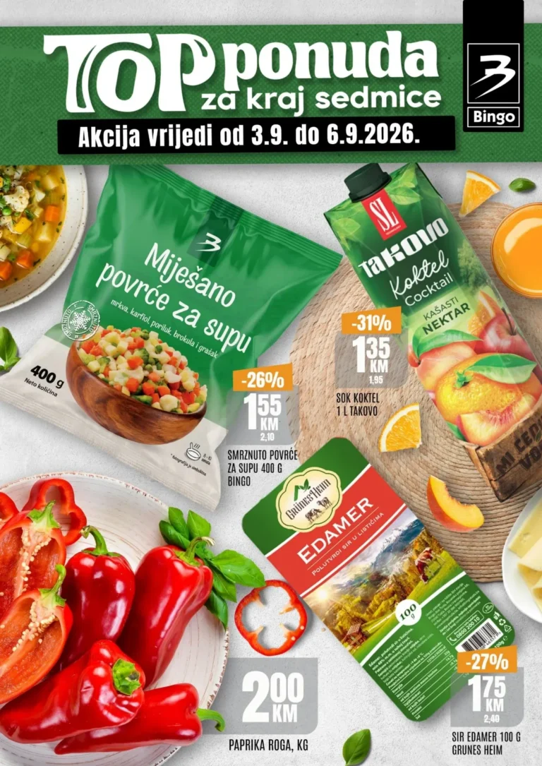 Bingo katalog akcija strana 1 – važi od 3.9. do 6.9.2026.