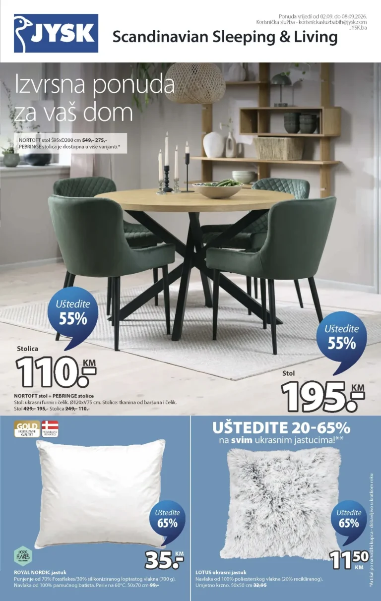 JYSK katalog akcija strana 1 – važi od 2.9. do 8.9.2026.