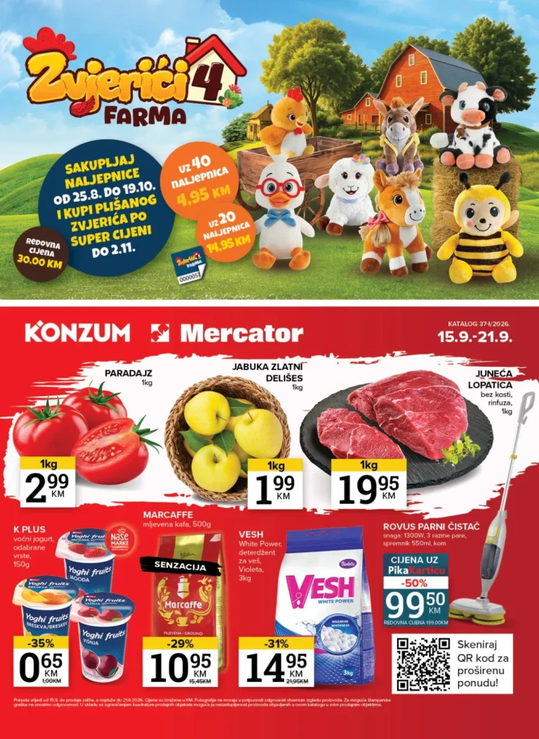 Konzum i Mercator katalog akcija strana 1 – važi od 15.9. do 21.9.2026.