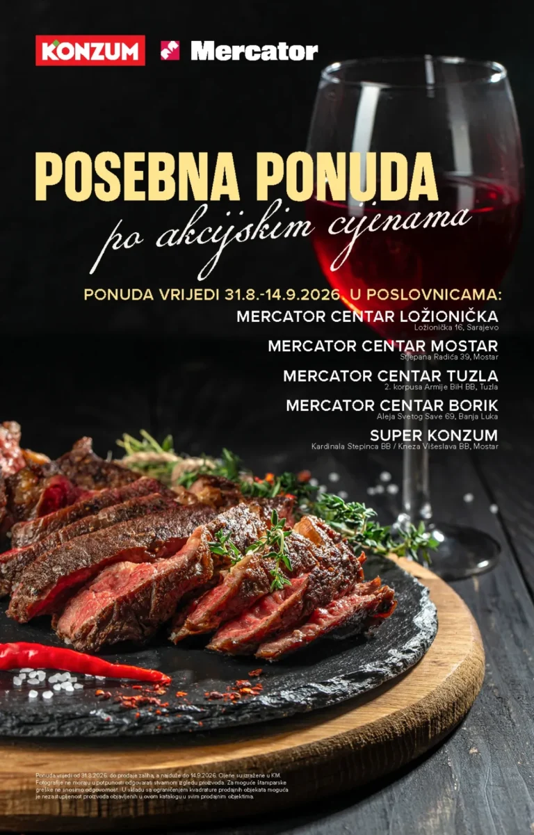 Konzum i Mercator katalog akcija strana 1 – važi od 31.8. do 14.9.2026.