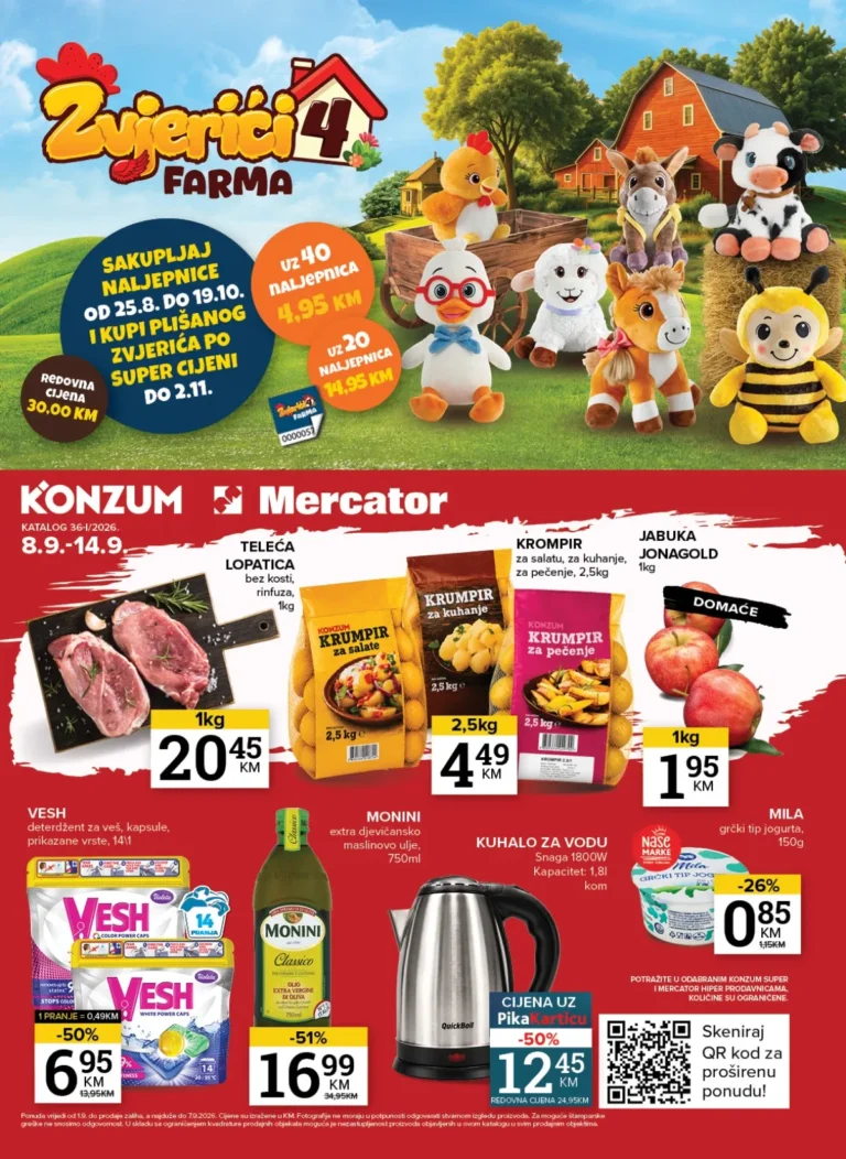 Konzum i Mercator katalog akcija strana 1 – važi od 8.9. do 14.9.2026.