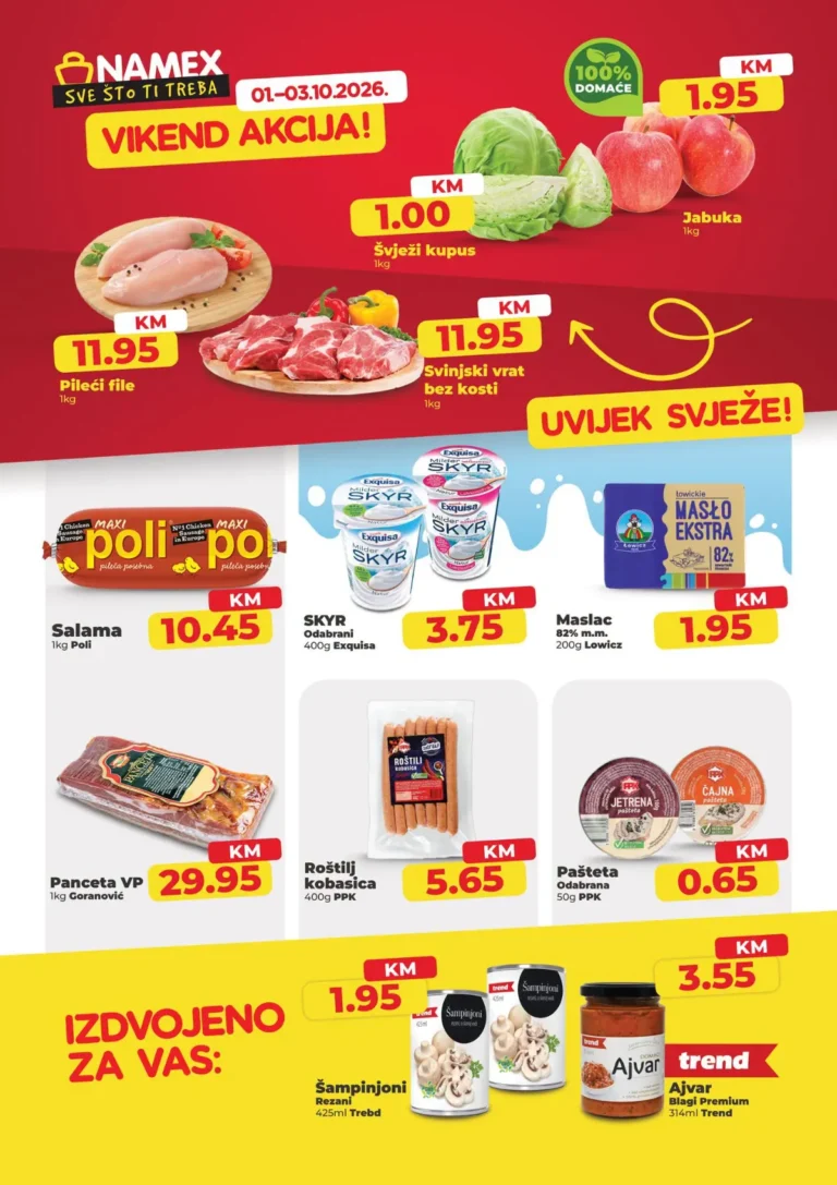 Namex katalog akcija strana 1 – važi od 1.10. do 3.10.2026.