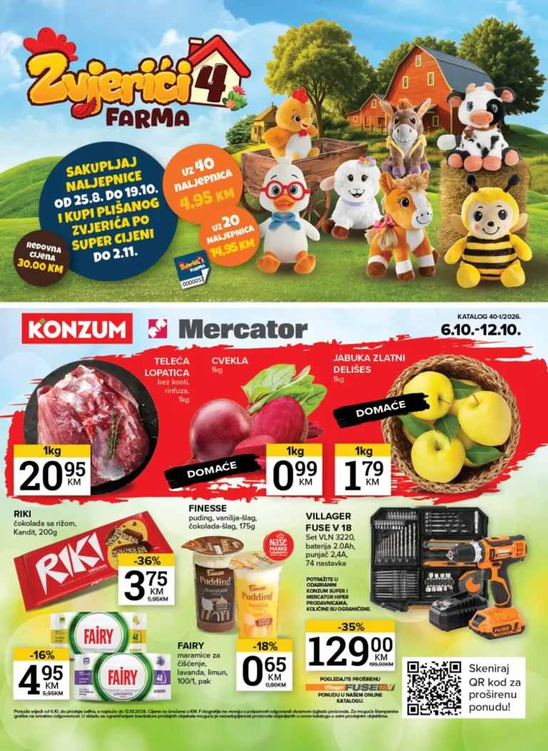 Konzum i Mercator katalog akcija strana 1 – važi od 6.10. do 12.10.2026.