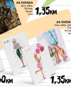 A5 sveska Cute 54 lista, Konzum i Mercator