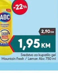 Abc sredstvo za kupatilo gel 750 ml, Mega diskont