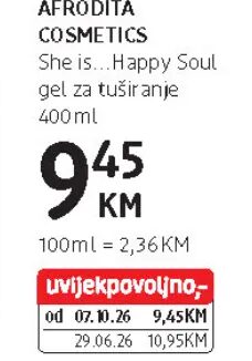 AFRODITA COSMETICS She is... Happy Soul gel za tuširanje 400 ml