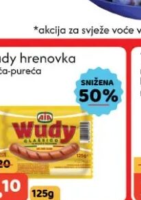 Aia Wudy hrenovka 125 g, Amko
