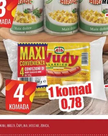 AIA Wudy hrenovke 4x125 g