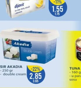 Akadia sir double cream 250 gr, FIS