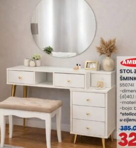 Ambyenta Stol za šminkanje Elene (š)97,6 x (d)40,1 x (v)78,9 cm, FIS