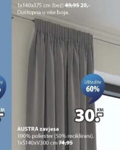 AUSTRA zavjesa 1x140xV300 cm