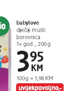 babylove dječiji musli borovnica 200 g