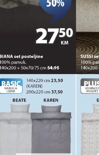 BEATE set krep posteljine 140x200 cm