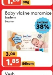 Becutan Baby vlažne maramice badem 56kom, Amko