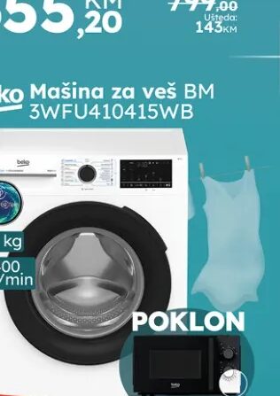 Beko Mašina za veš 3WFU410415WB 10 kg