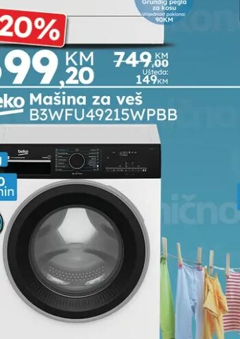 beko Mašina za veš B3WFU49215WPBB 9 kg