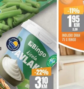 Bingo kisela pavlaka 12% m.m. 800 g, Bingo