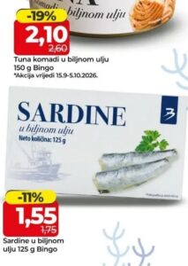 Bingo sardine u biljnom ulju 125 g, Bingo