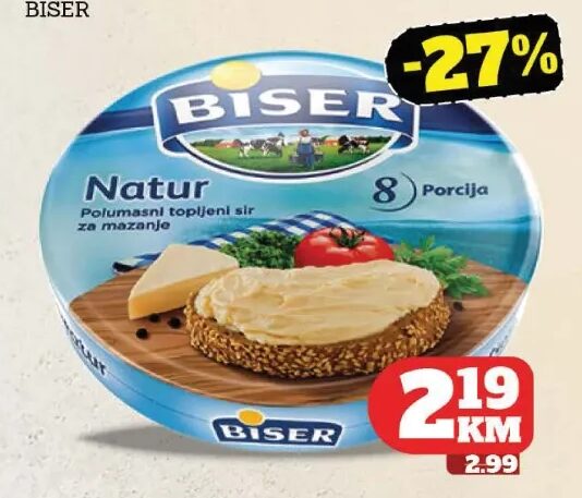 Biser Topljeni sir Natur 140 g