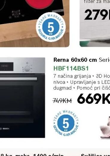 Bosch Rerna HBF114BS1 60x60 cm