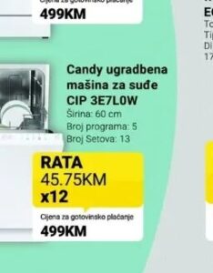 Candy ugradbena mašina za suđe CIP 3E7L0W 13 setova, Kupi Tehniku