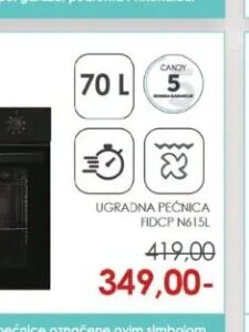 Candy ugradna pećnica FIDCP N615L 70 l, FIS